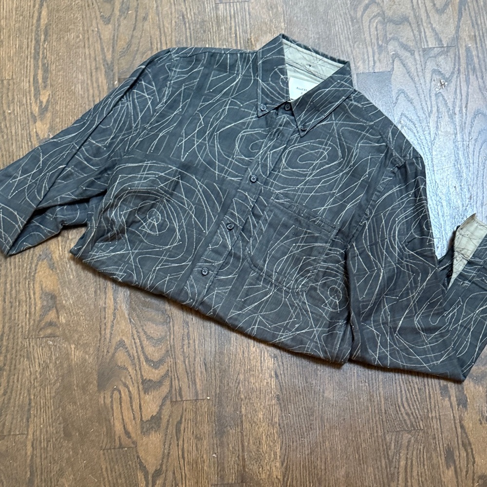 Billy Reid Charcoal Abstract Shirt men's small